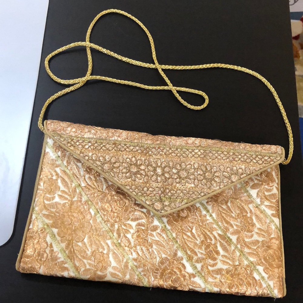 Gold embroidered crossbody bag